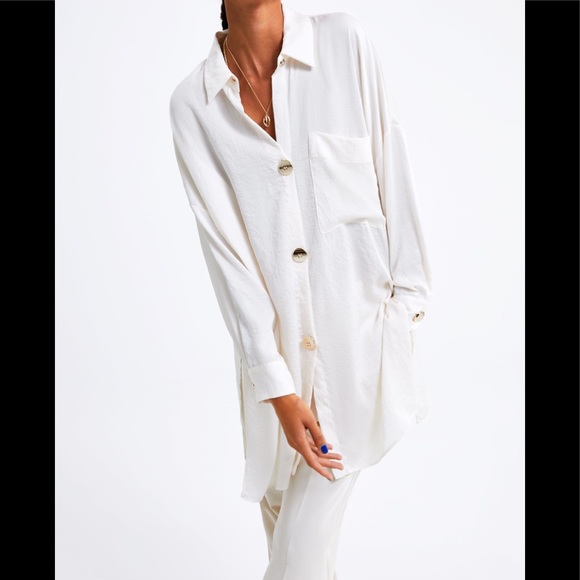 Zara Tops - ZARA Oversized Blouse with gold buttons